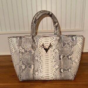 Chic Snake Print Tote with Antler Detail